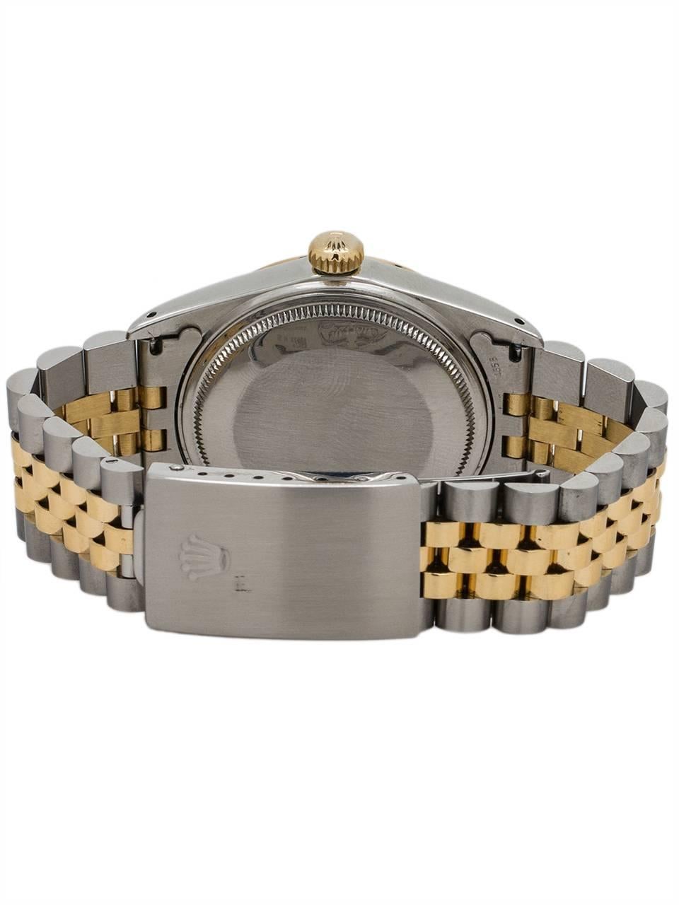 Men's Rolex Yellow Gold Stainless Steel Datejust Ref 16013 Self Winding Wristwatch