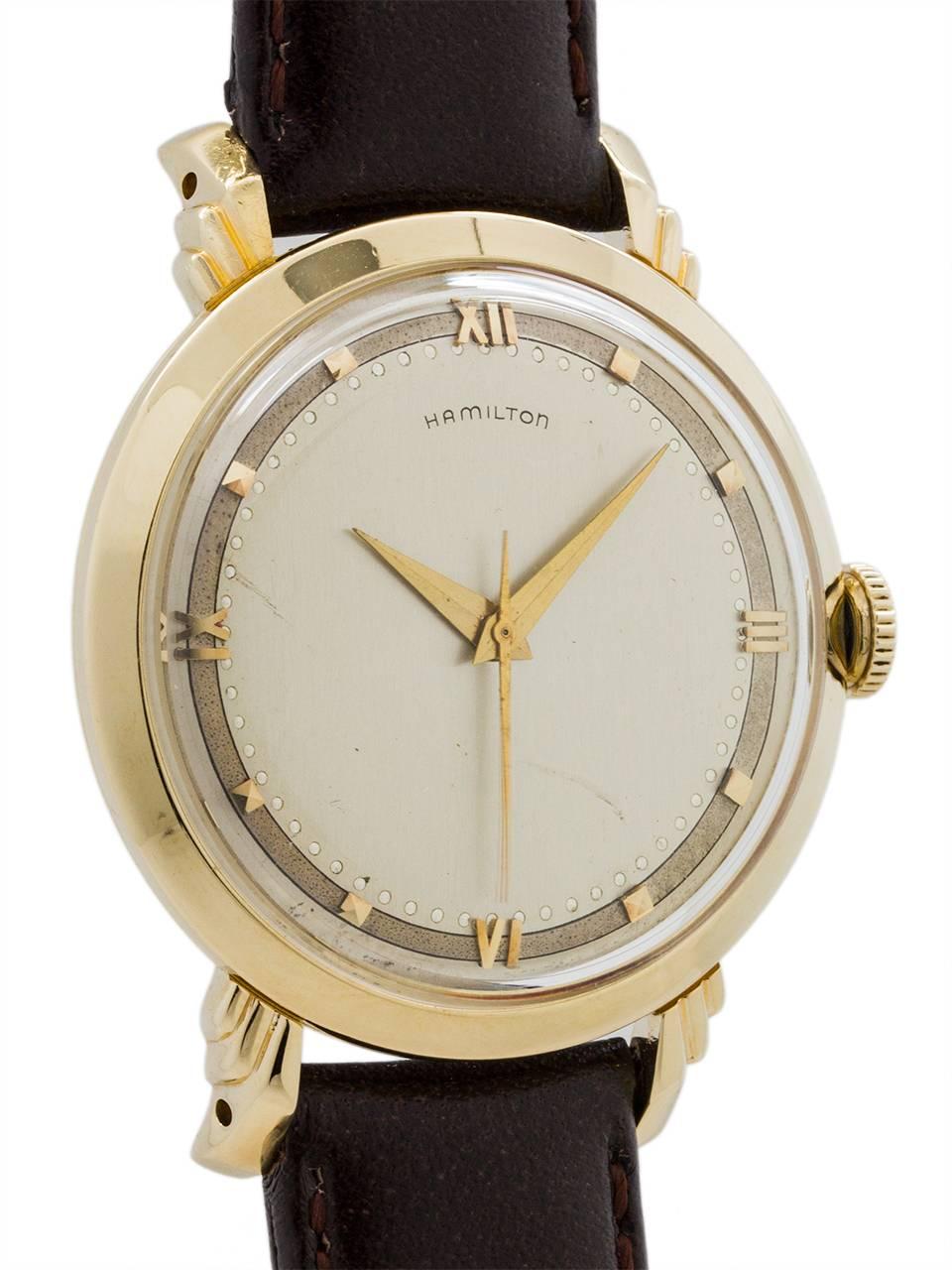 Retro Hamilton Yellow Gold Sedgman Dress Manual Wristwatch, circa 1953
