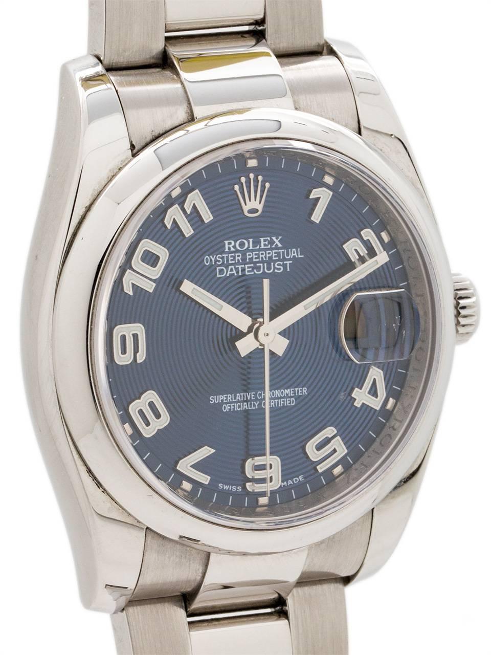 Rolex Stainless Steel Datejust Self Winding Wristwatch Ref 16200, circa 2002 In Excellent Condition In West Hollywood, CA