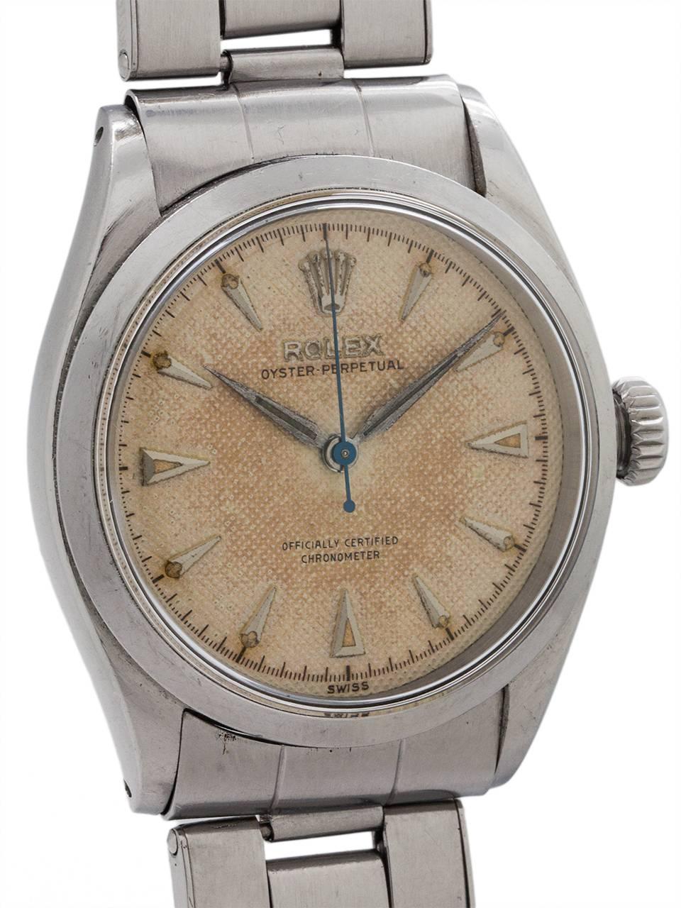 Rolex Stainless Steel Oyster Perpetual Self Winding Wristwatch, circa 1950 In Excellent Condition In West Hollywood, CA
