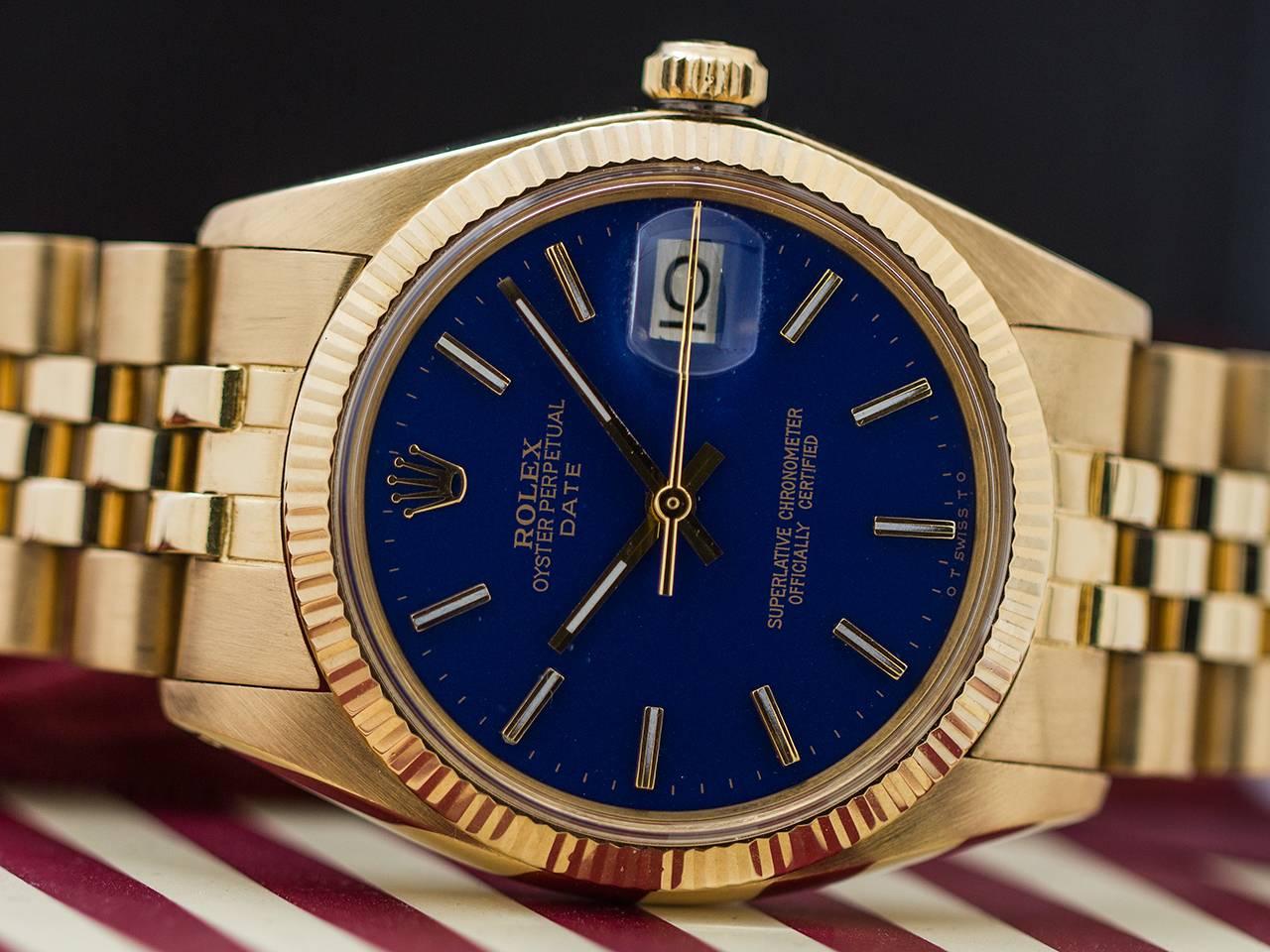 Rolex Yellow Gold Oyster Perpetual Date Self Winding Wristwatch, circa 1980 1
