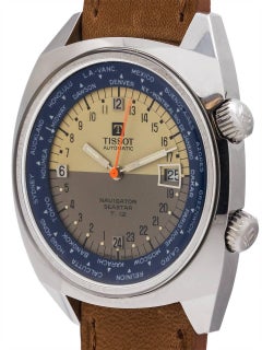 Tissot Stainless Steel T.12 Navigator Seastar Worldtimer Manual Wristwatch