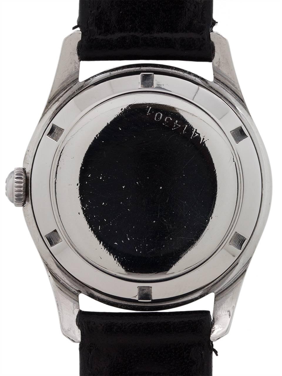 Eterna Stainless Steel Eternamatic Self Winding Wristwatch, circa 1950s In Excellent Condition In West Hollywood, CA