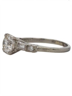 Vintage Diamond Engagement Ring 14 Karat 1.23 Carat Trans Cut G-SI2, circa 1950