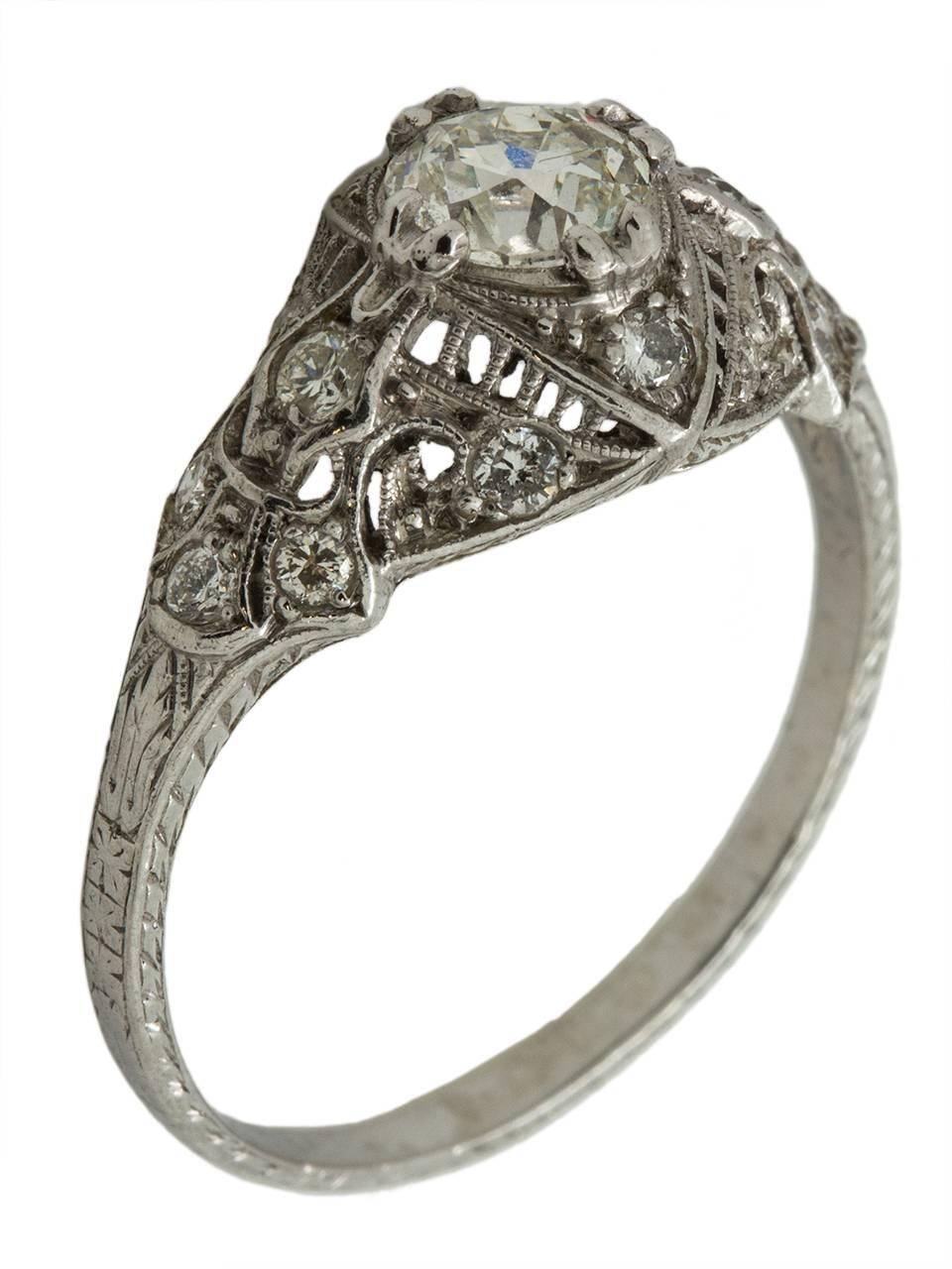 Vintage Engagement Ring Platinum 0.70 Carat OEC Diamond I SI1 circa 1920s at 1stDibs oec