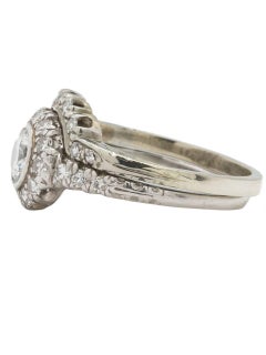 Vintage Platinum Diamond Engagement Ring Wedding Set 0.51 Carat D-VS2