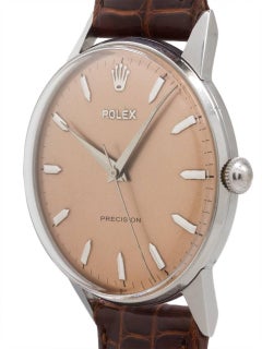 Rolex Stainless Steel Manual Wind Dress Wristwatch, circa 1950s