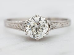 Vintage Platinum Solitaire Ring Certified 0.94 Carat OEC G-SI1, circa 1920