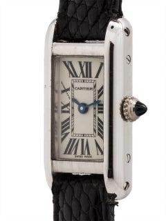 Cartier Ladies White Gold Tank Elongee Manual Wristwatch, circa 1980s