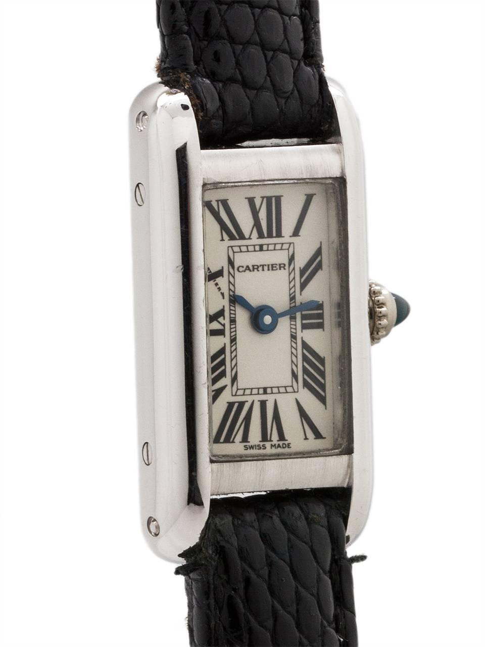 Cartier Ladies White Gold Tank Elongee Manual Wristwatch, circa 1980s In Excellent Condition In West Hollywood, CA