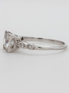 Vintage Engagement Ring Platinum 1.04 Carat OEC F-VS2, circa 1930s