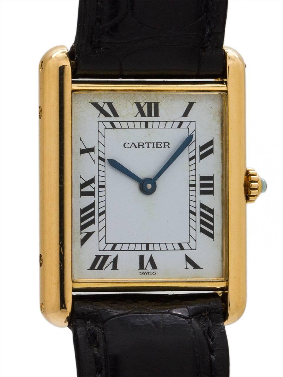 Cartier Yellow Gold Must de Cartier Tank Louis Quartz Wristwatch, circa 1990s In Excellent Condition In West Hollywood, CA
