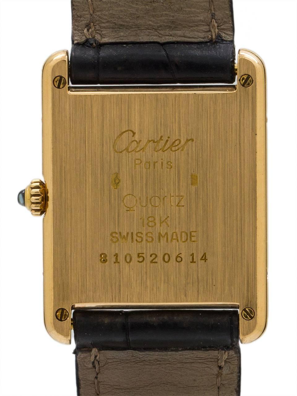 Men's Cartier Yellow Gold Must de Cartier Tank Louis Quartz Wristwatch, circa 1990s