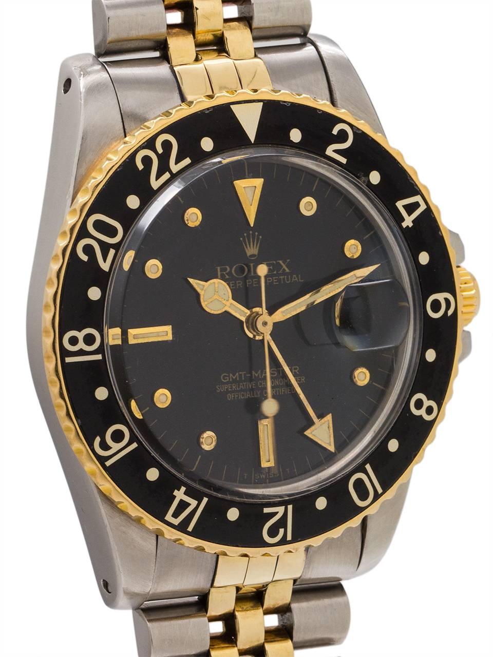 Rolex Yellow Gold Stainless Steel GMT-Master Transitional Automatic Wristwatch In Excellent Condition In West Hollywood, CA