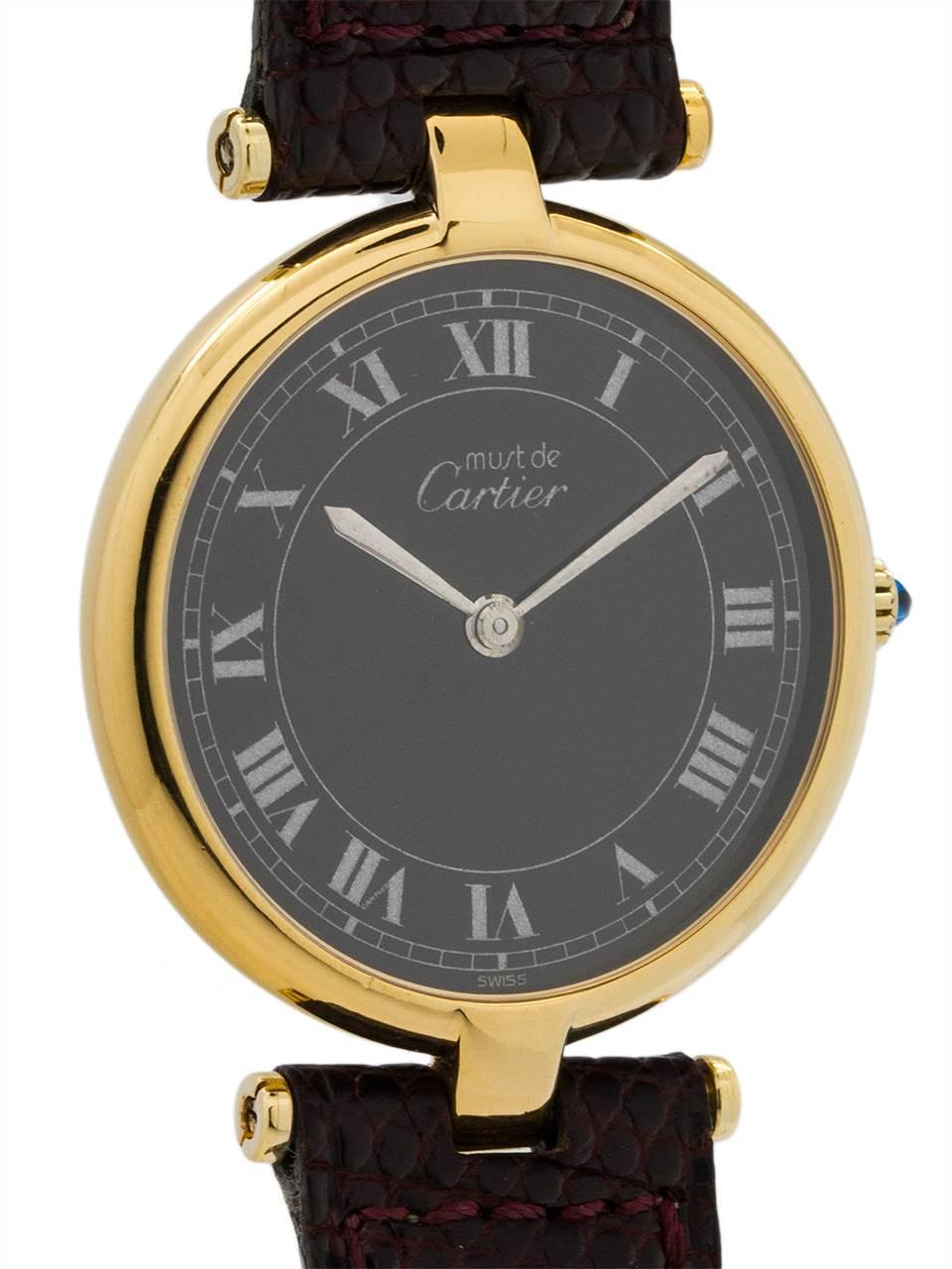 Cartier Vermeil Vendome Tank Quartz Wristwatch, circa 1990s In Excellent Condition In West Hollywood, CA