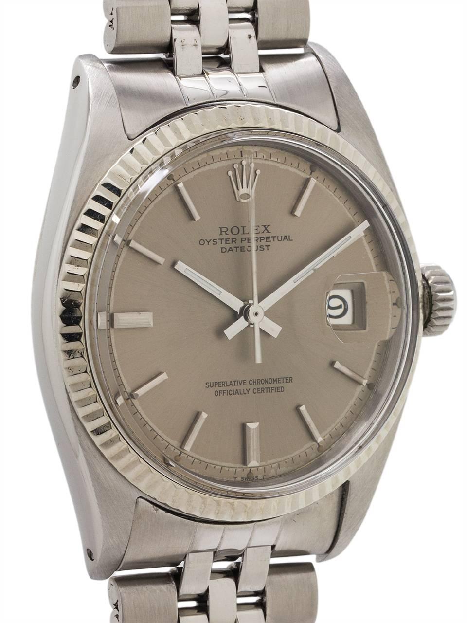 Rolex Stainless Steel & White Gold Datejust Automatic Wristwatch, circa 1968 In Excellent Condition In West Hollywood, CA
