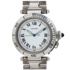 Retro Cartier Stainless Steel White Dial Pasha Automatic Wristwatch