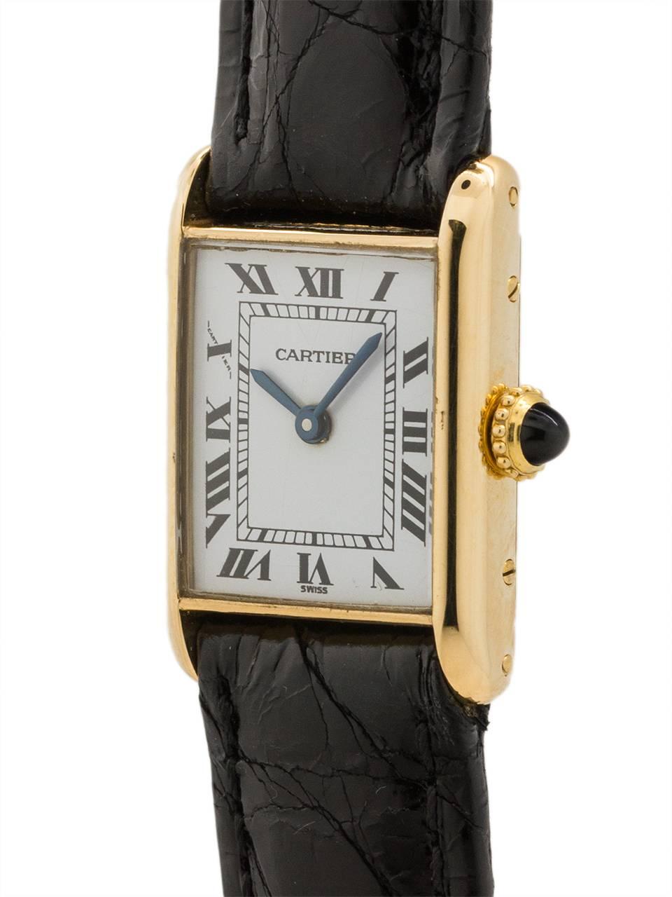 Cartier Ladies yellow gold Mini Tank Louis manual wristwatch, circa 1980s In Excellent Condition In West Hollywood, CA