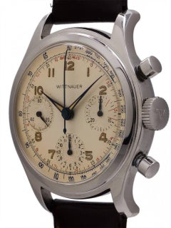 Wittnauer Stainless Steel Vintage Chronograph manual Wristwatch circa 1950s