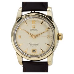 Retro Omega Yellow Gold Seamaster Calendar Self Winding Wristwatch circa 1952