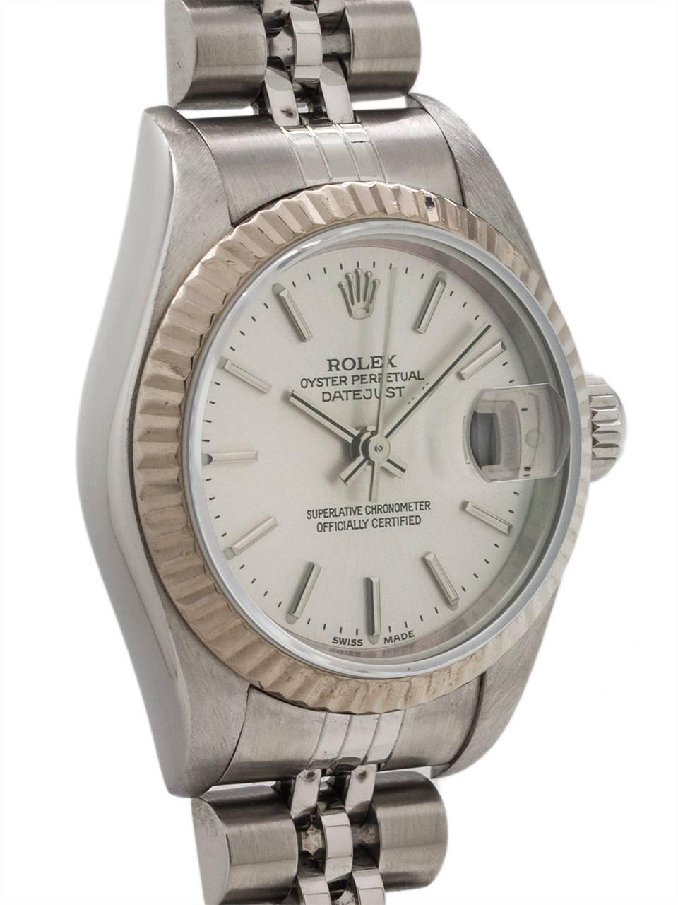 Rolex Ladies White Gold Stainless Steel Datejust Automatic Wristwatch circa 2003 In Excellent Condition In West Hollywood, CA
