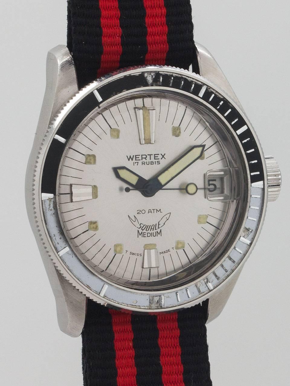 Men's Wertex Squale Stainless Steel Diver’s Self Winding Wristwatch, circa 1960 For Sale