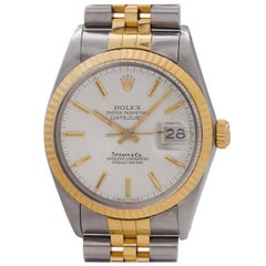 Rolex Tiffany & Co. Yellow Gold Stainless Steel Datejust self winding wristwatch