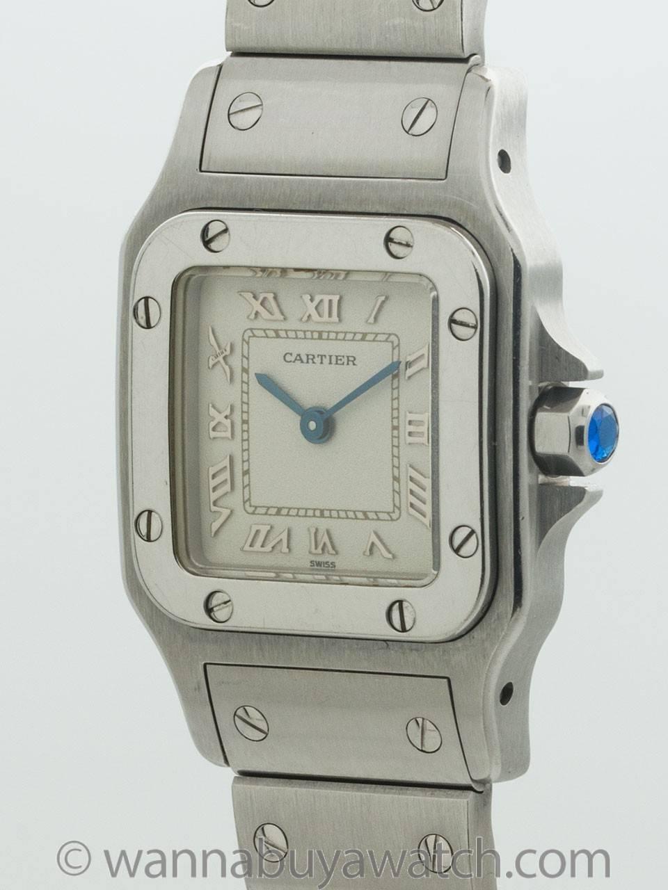 Cartier Ladies Stainless Steel Santos quartz wristwatch, circa 2000s In Excellent Condition For Sale In West Hollywood, CA