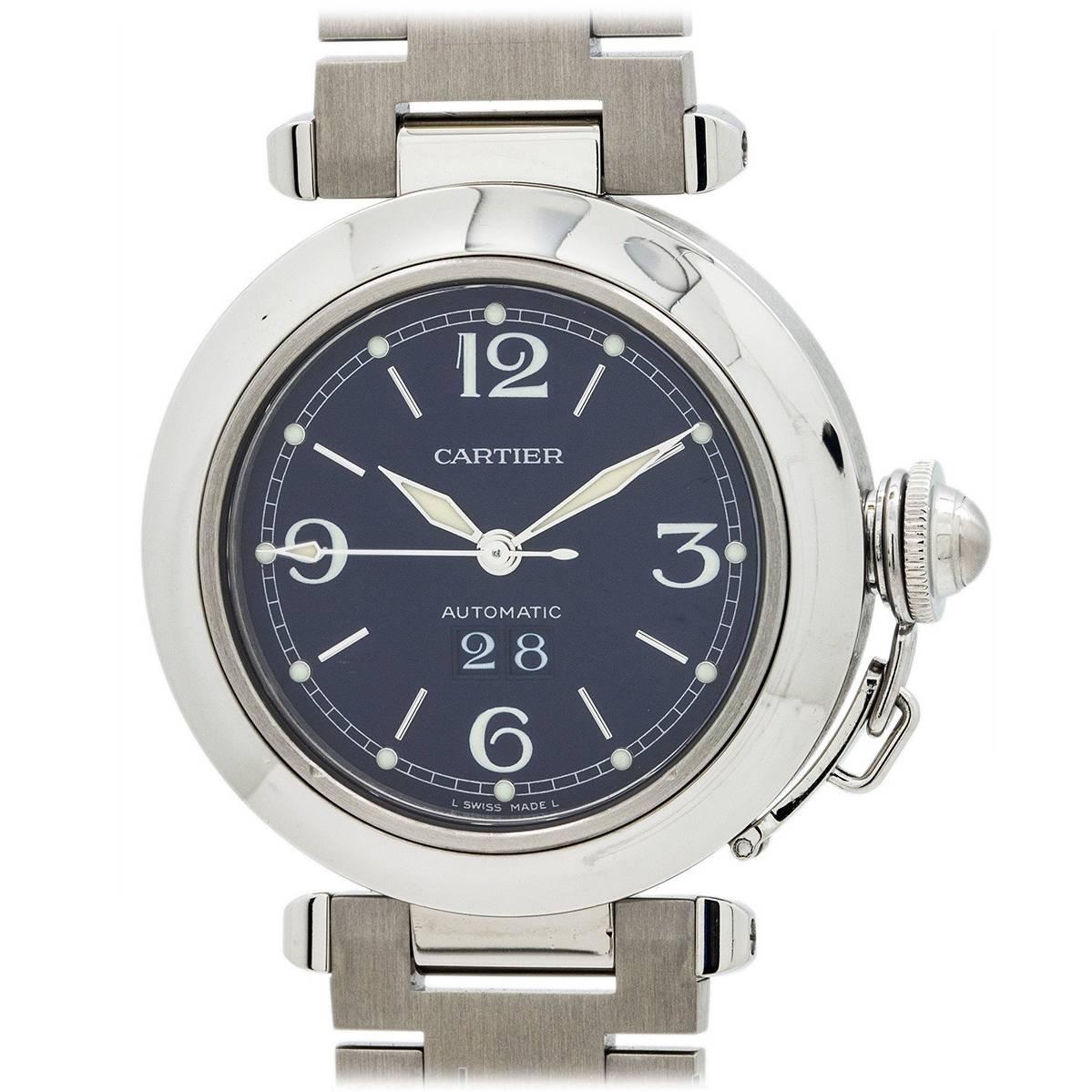 Cartier Stainless Steel Pasha C “Big Date” Wristwatch, circa 2000s For Sale