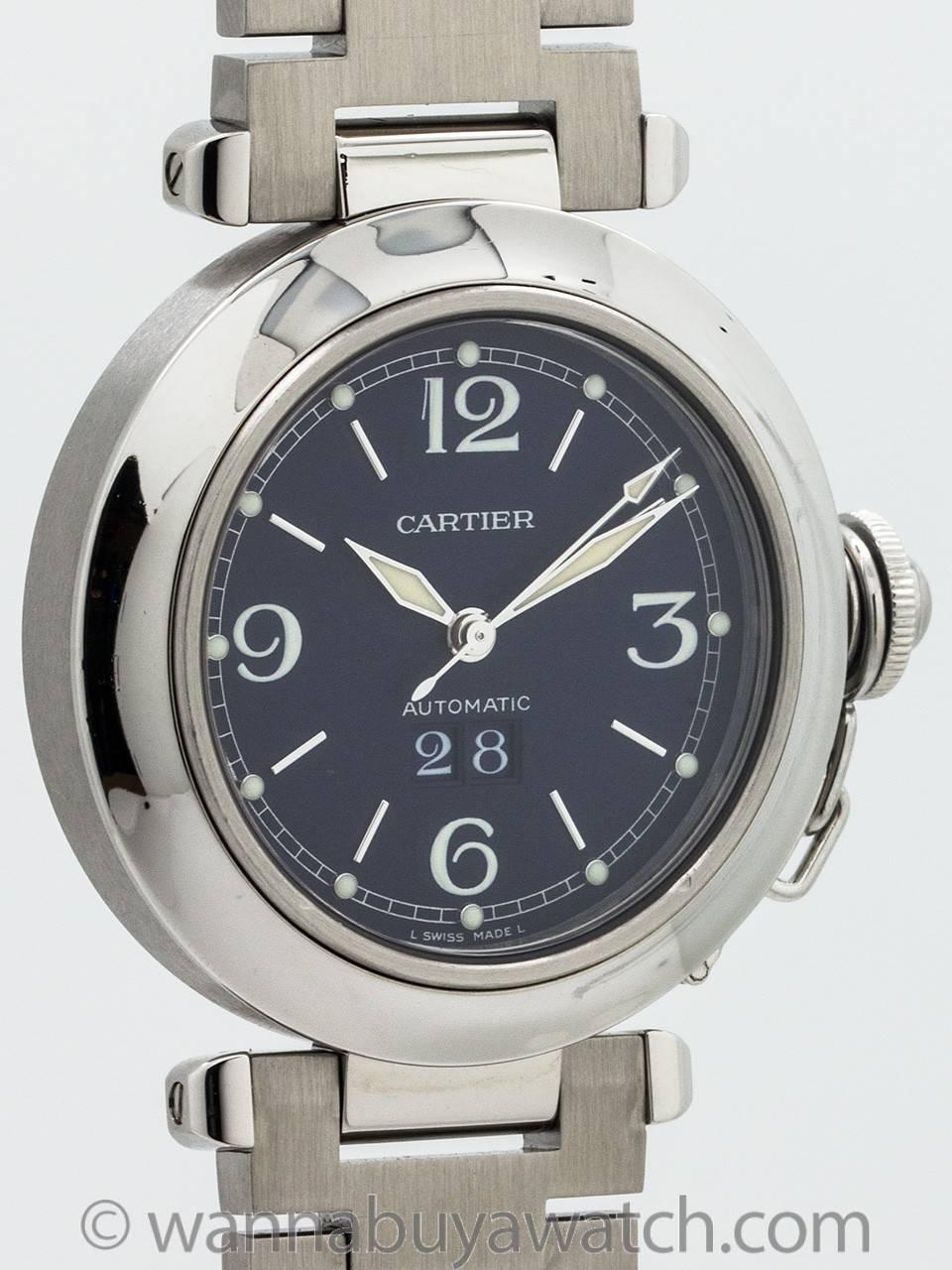 Modern Cartier Stainless Steel Pasha C “Big Date” Wristwatch, circa 2000s For Sale