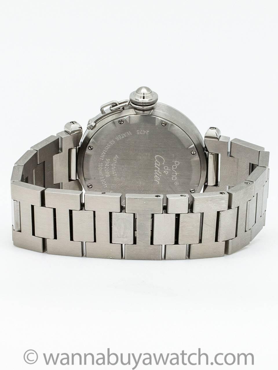 Cartier Stainless Steel Pasha C “Big Date” Wristwatch, circa 2000s In Excellent Condition For Sale In West Hollywood, CA