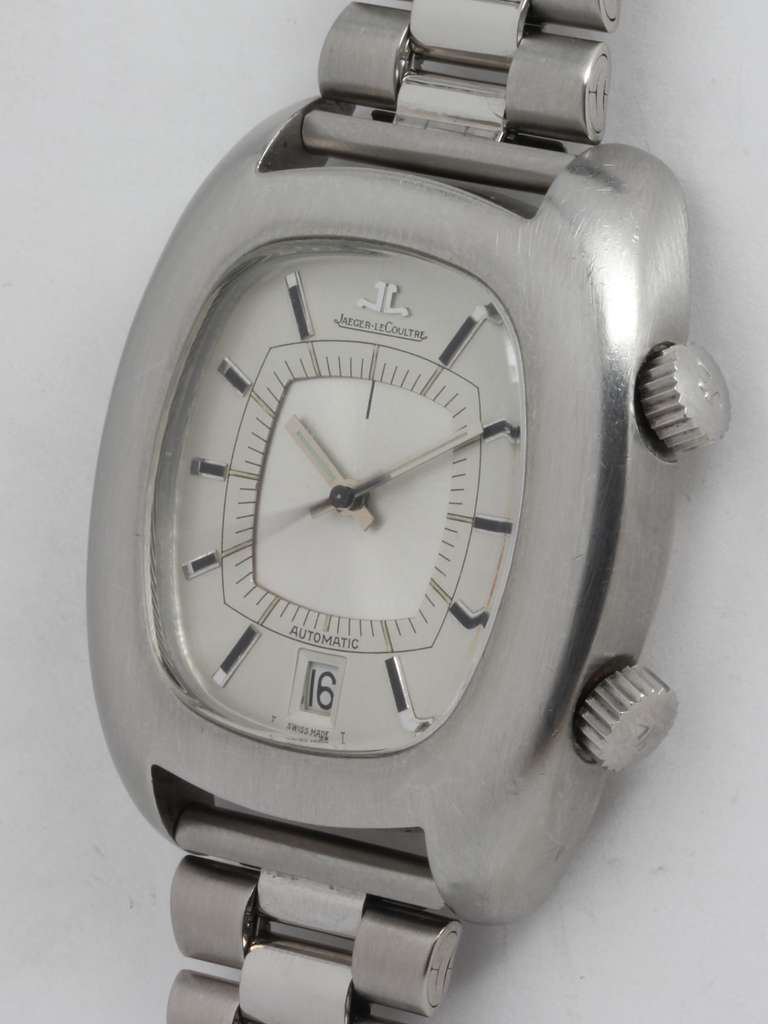 Jaeger Lecoultre Stainless Steel Memovox Automatic Alarm Wristwatch