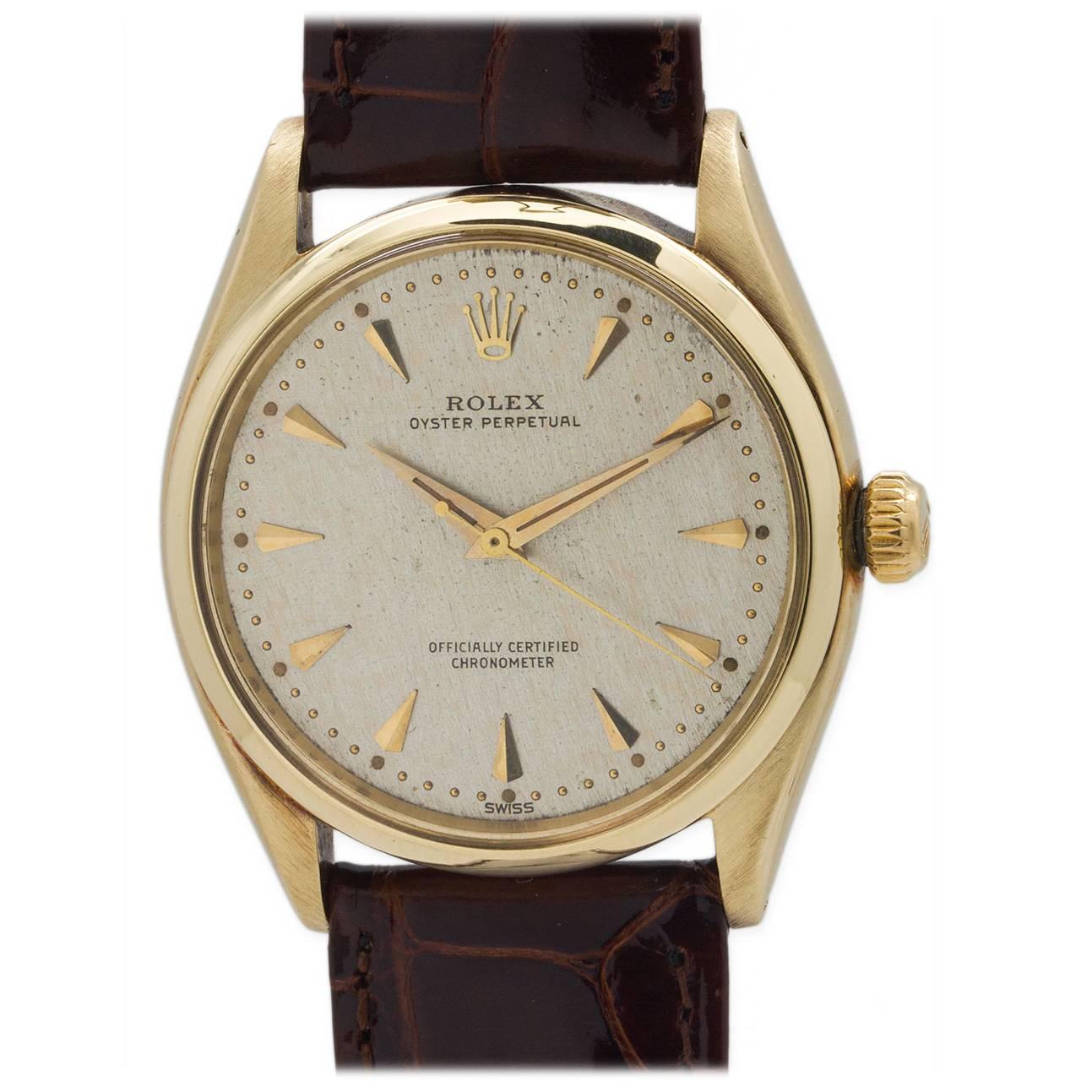 Rolex Yellow Gold Oyster Perpetual self winding wristwatch Ref 6564, circa 1960 For Sale