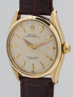 Rolex Yellow Gold Oyster Perpetual self winding wristwatch Ref 6564, circa 1960