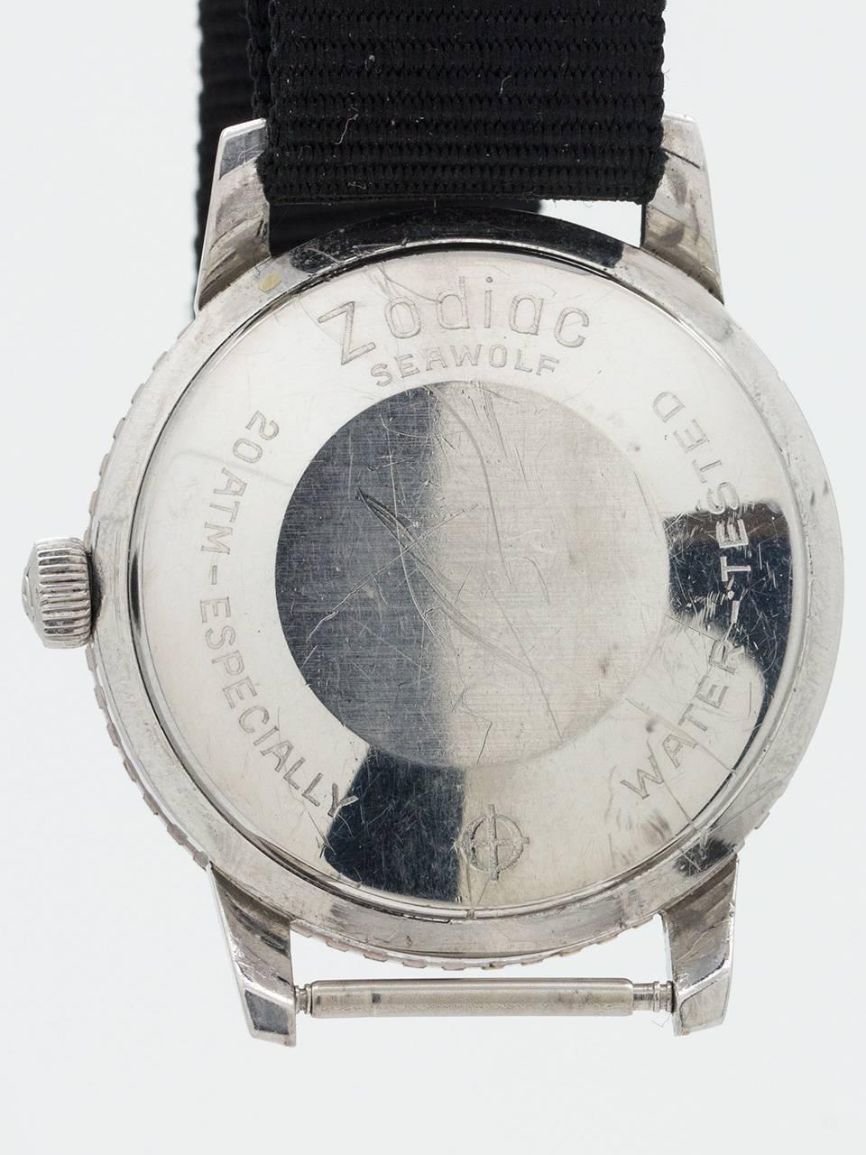 Zodiac Stainless Steel Seawolf Self Winding Wristwatch, circa 1960s 1