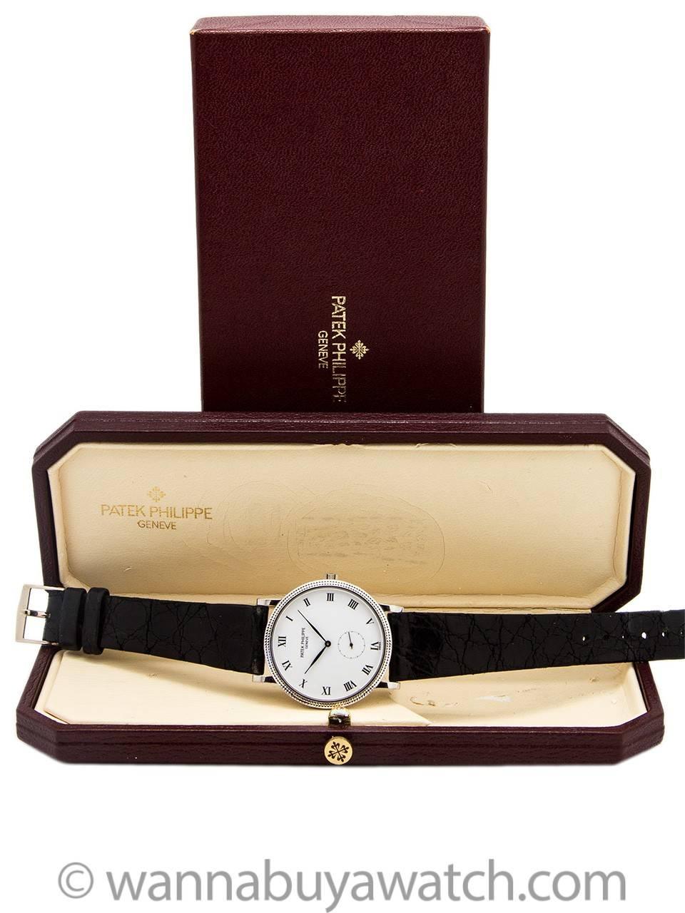 Men's Patek Philippe White Gold Hobnail Bezel Manual Wind Wristwatch Ref 3919 For Sale