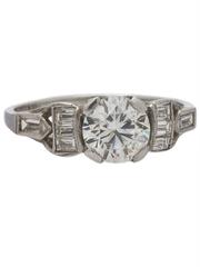 Vintage Diamond Engagement Ring Platinum 1.03 Carat E-VS2, circa 1930s