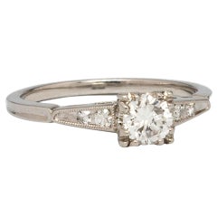 Vintage Diamond Engagement Ring 0.50 Carat Transitional Cut G-VS1 circa 1950s Vintage Diamond Engagement Ring 0.50 Carat Transitional Cut G-VS1 circa 1950s