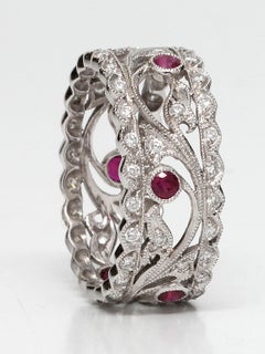 Vintage Style 18K WG Diamond and& Ruby Eternity Band 0.51ct, circa 2000s