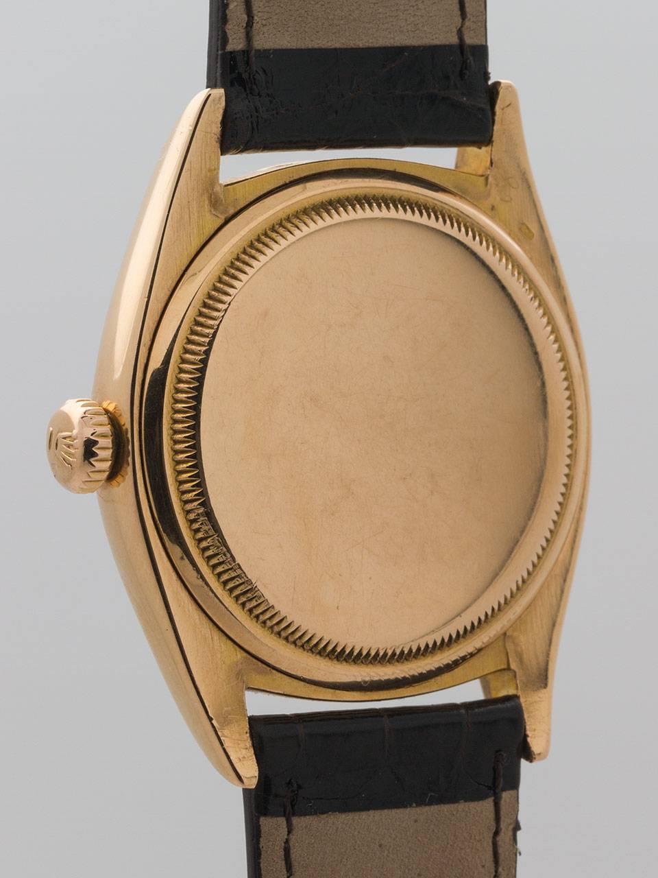 Women's or Men's Rolex Rose Gold Early Datejust Wristwatch Ref 6605 circa 1958