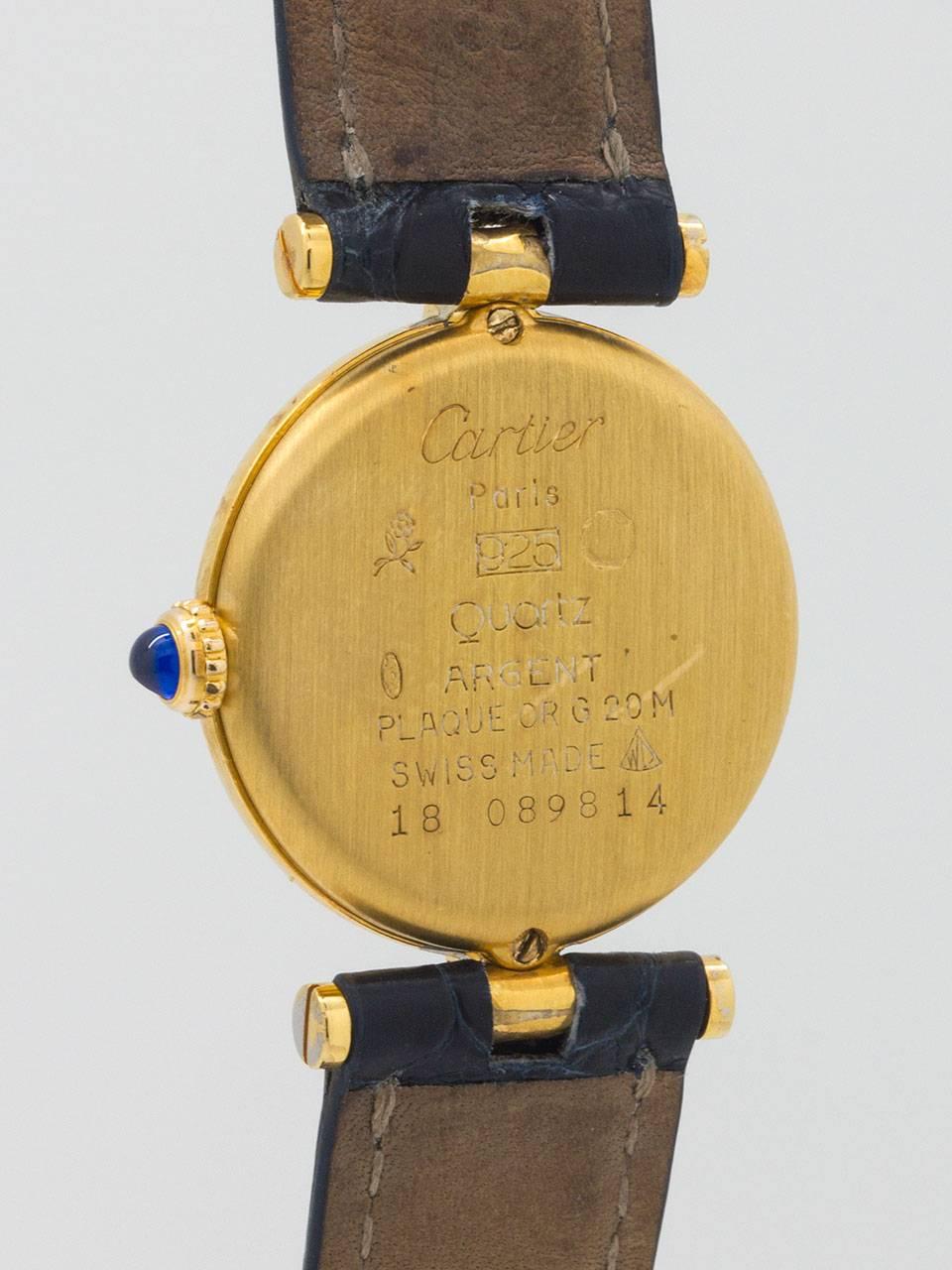 Cartier Lady’s Vermeil Vendome Tank Must de Cartier Wristwatch In Excellent Condition In West Hollywood, CA