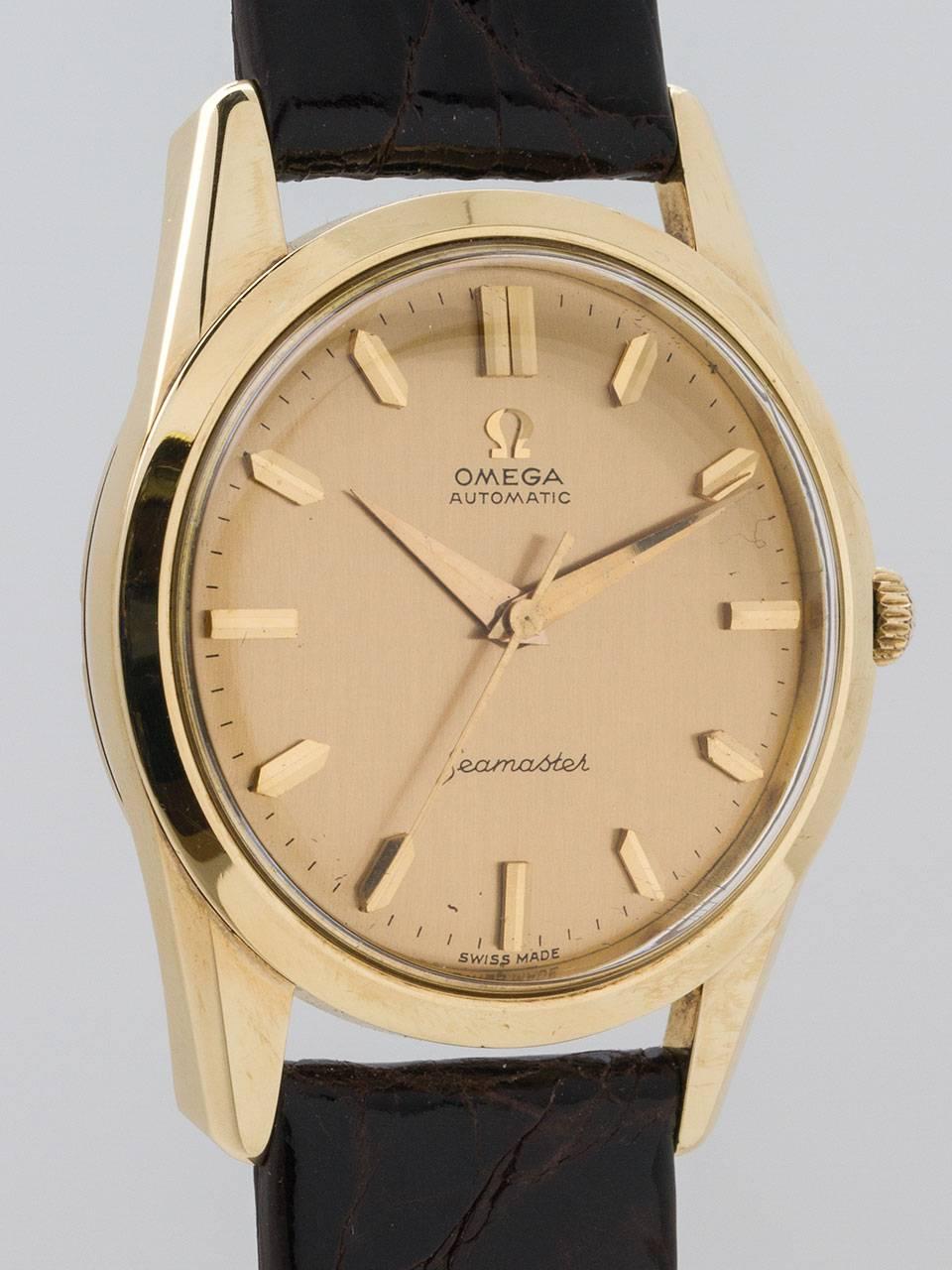 Omega Yellow Gold Seamaster Automatic Wristwatch In Excellent Condition In West Hollywood, CA
