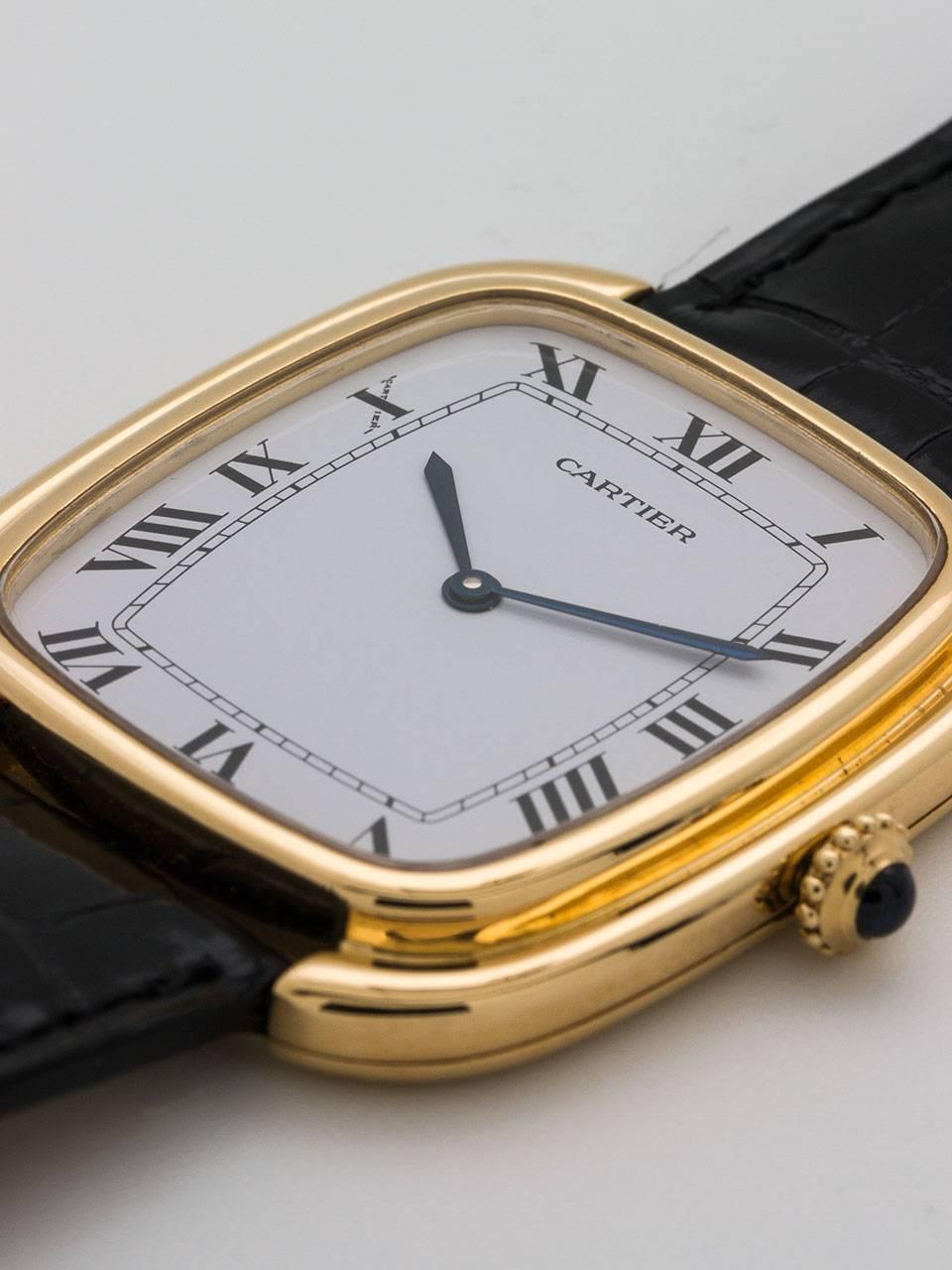 Cartier Yellow Gold Gondole Wristwatch circa 1973 In Excellent Condition In West Hollywood, CA