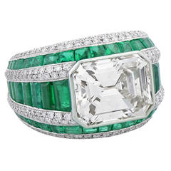 Morelle Davidson 5.82 Carat Emerald Cut Diamond Emerald Platinum Cocktail Ring 6
