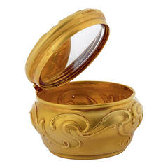 An Exquisite Art Nouveau Diamond Gold Powder Box