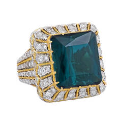 Buccellati Green Tourmaline Diamond Gold Cocktail Ring