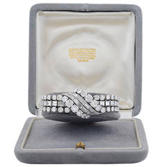 1950s Boucheron Paris Important Diamond Platinum Bracelet 8