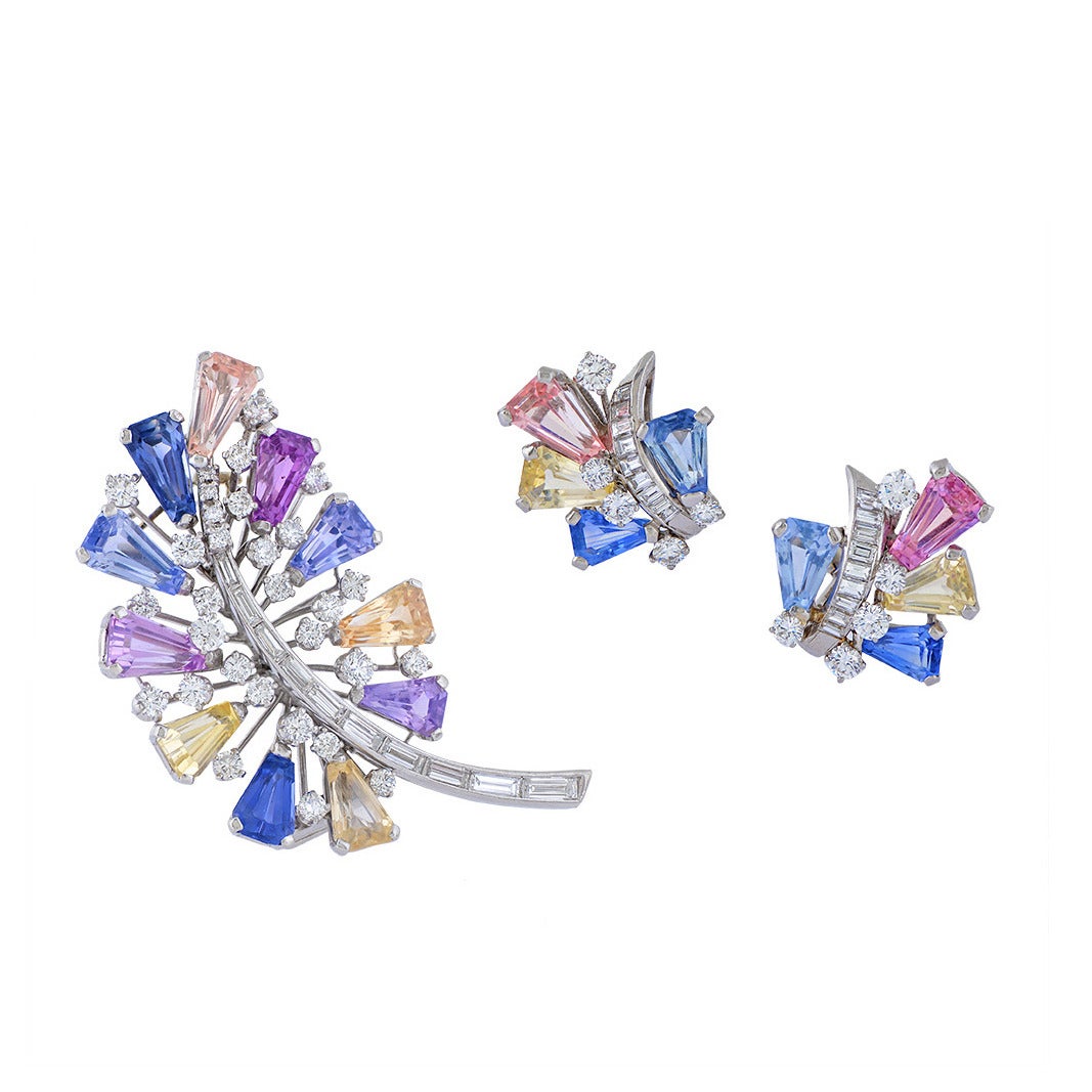 Oscar Heyman & Brothers Sapphire Diamond Platinum Demi-Parure