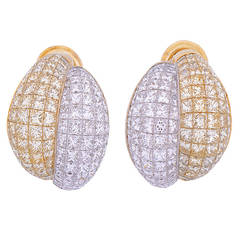 Pair of Split Bombe Diamond Gold Ear Clips 8