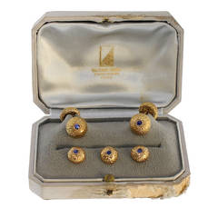 Vintage Van Cleef & Arpels Sapphire Gold Buttons and Cufflinks